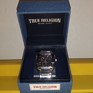 TRUE RELIGION MEN'S WATCH SILVER SQUARE TRUE RELIGION SILVER BLACK MENS WATCH